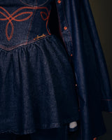 Blusa Peplum Jeans Bordada