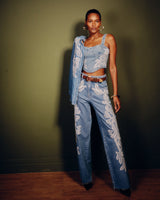 Top Cropped Jeans Bordado