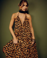 Vestido Longo Animal Print Fluido