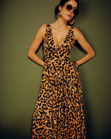 Vestido Animal Print Longo Estruturado