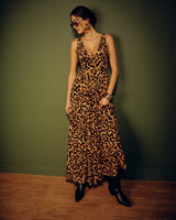 Vestido Animal Print Longo Estruturado