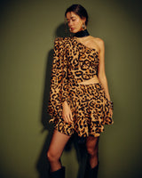 Vestido Animal Print Um Ombro