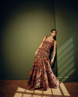 Vestido Midi Jacquard Floral