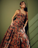 Vestido Midi Jacquard Floral