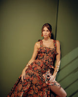 Vestido Midi Jacquard Floral