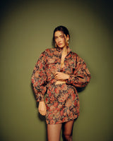 Conjunto Jacquard Floral (Jaqueta + Top + Saia)
