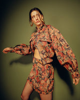 Conjunto Jacquard Floral (Jaqueta + Top + Saia)