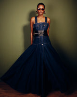 Vestido Longo Jeans com Botões Frontais