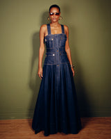 Vestido Longo Jeans com Botões Frontais