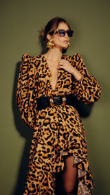 Vestido Animal Print Assimétrico