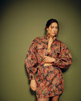 Conjunto Jacquard Floral (Jaqueta + Top + Saia)